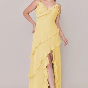 Formal Yellow Ruffle Dress